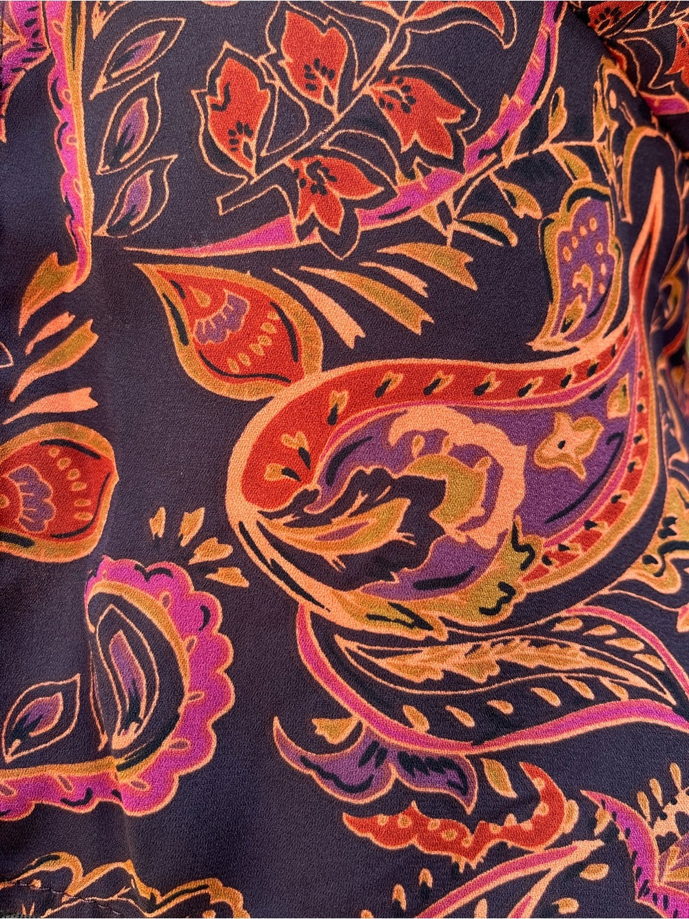 Dynamite Paisley Bishop Sleeve Button Front Blouse XS - Picture 9 of 10